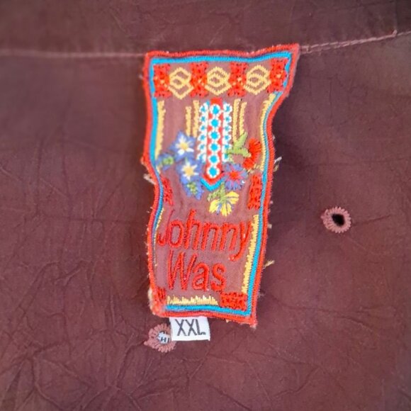 Johnny Was Marron/Burgundy Lace Embroidered Bohemian Top Sz XXL - Picture 9 of 11